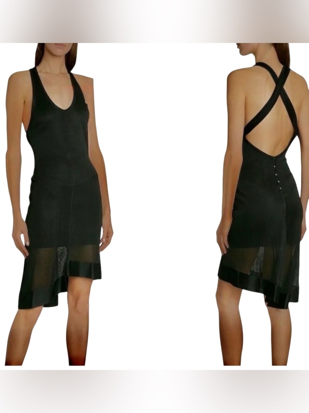 Alaia Azzedine Paris Black Sleeveless Apron Fit Flare A-line Dress 38 XS